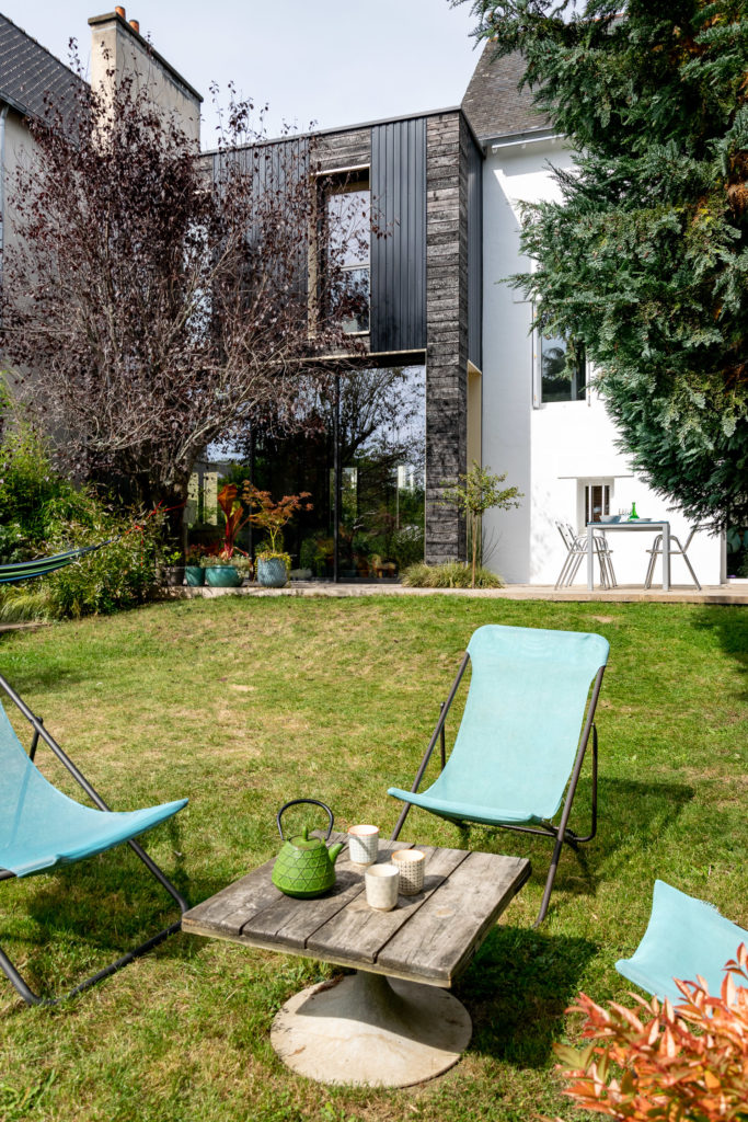 extension,bois brûlé, noir,bretagne,jardin,JOINTO